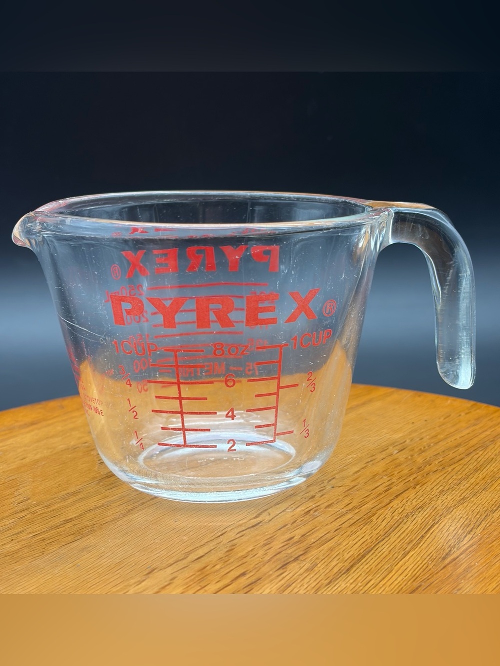Vintage Pyrex 1 Cup 250ml 8oz Glass Measuring Cup Model 508 Red Letter Wear